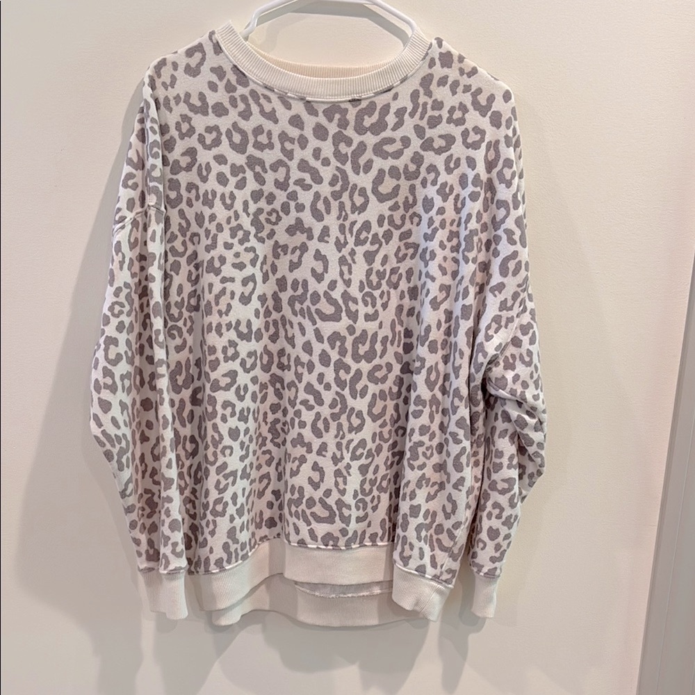 Leopard Print Sweater - Cream and Gray